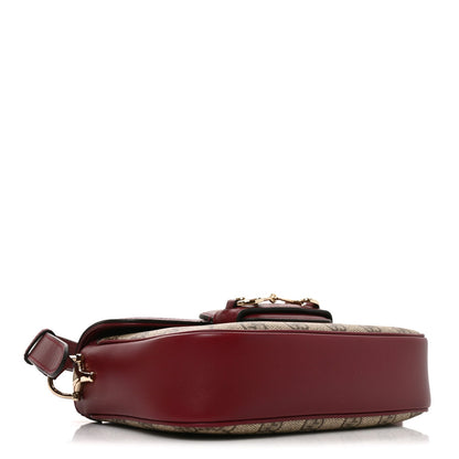 GG Supreme Monogram Horsebit 1955 Soft Small Shoulder Bag Beige Ebony Rosso Ancora