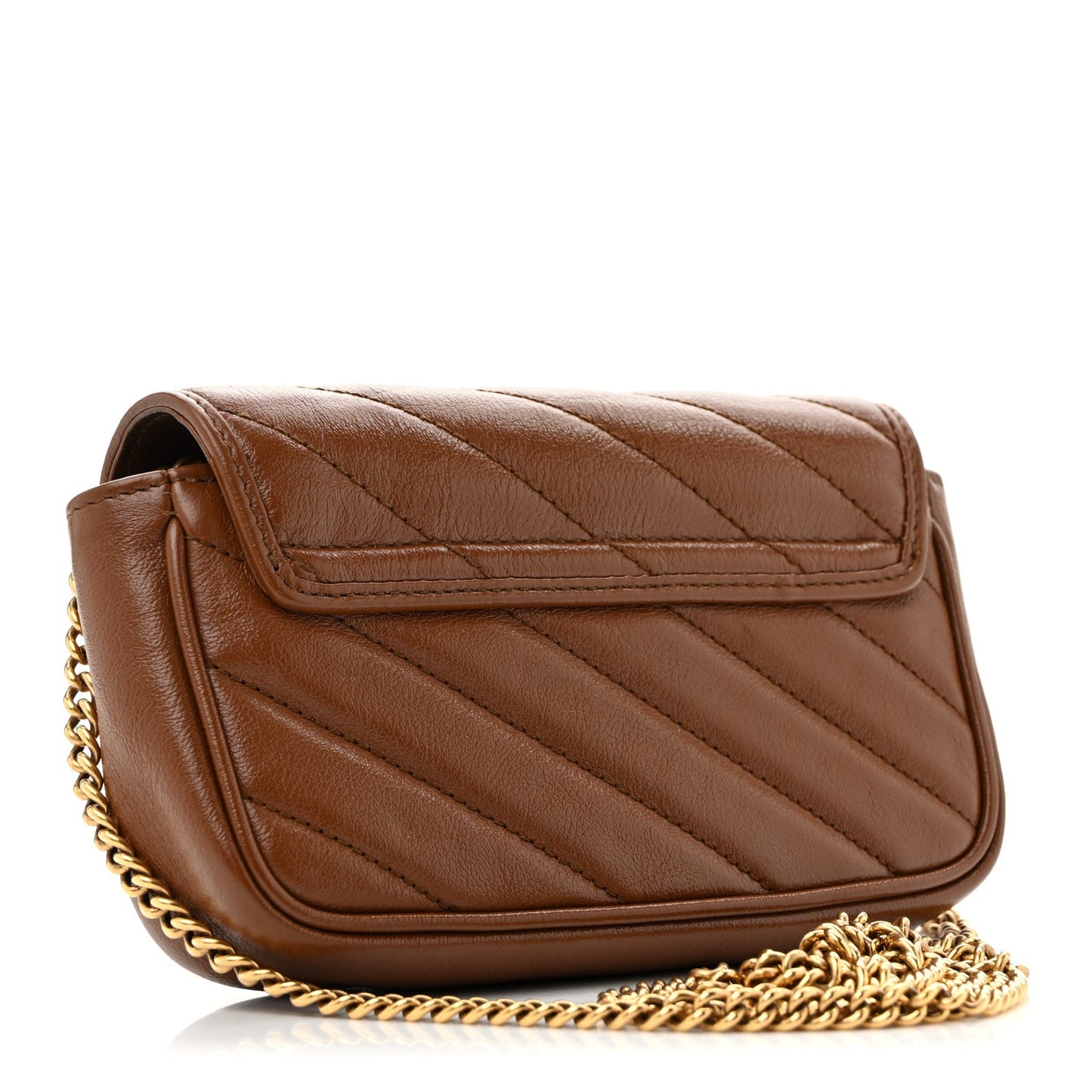 Azalea Calfskin Matelasse Diagonal Super Mini GG Marmont Shoulder Bag Cuir