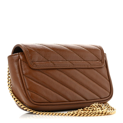 Azalea Calfskin Matelasse Diagonal Super Mini GG Marmont Shoulder Bag Cuir