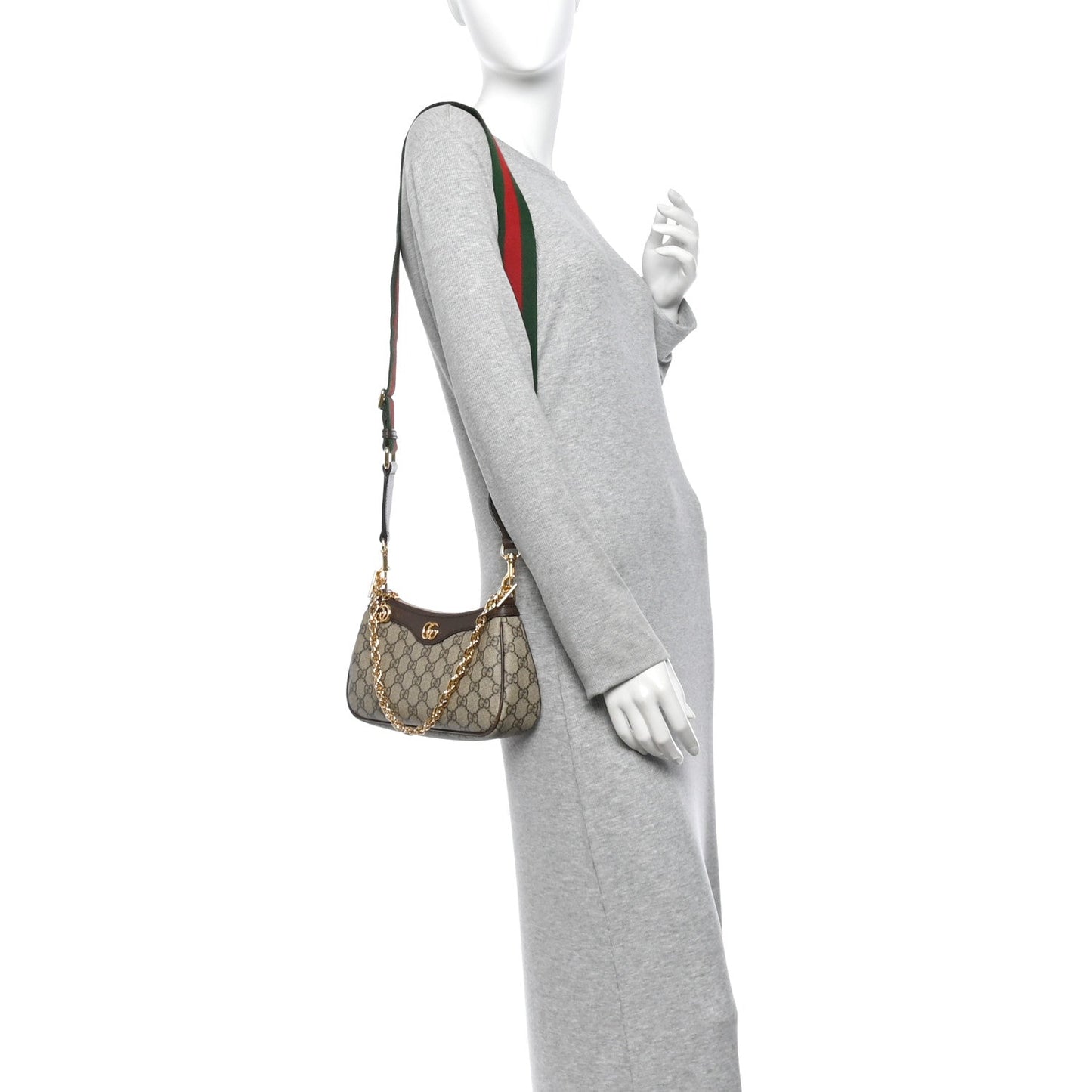 GG Supreme Monogram Textured Dollar Calfskin Web Small Ophidia GG Handbag Beige Ebony New Acero Beige Ebony New Acero Beige Ebony New Acero