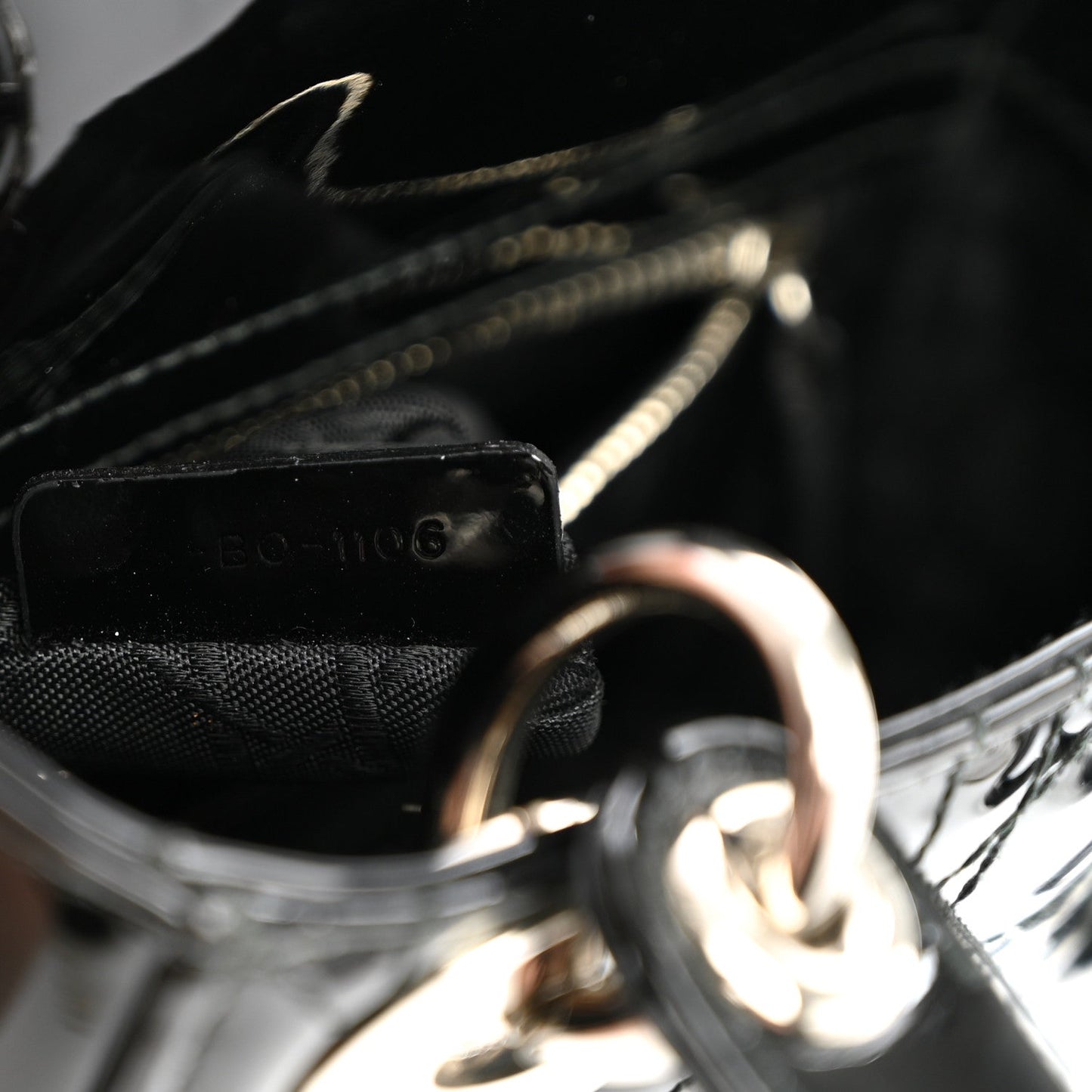 Patent Cannage Mini Lady Dior Black