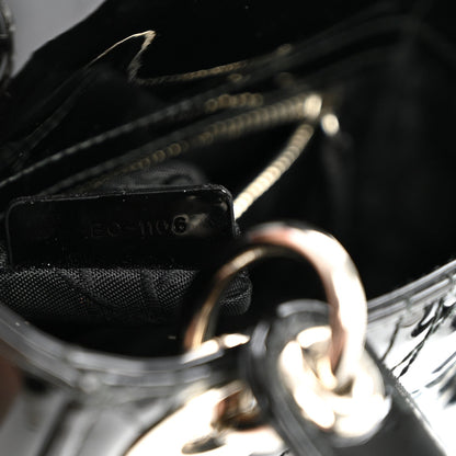 Patent Cannage Mini Lady Dior Black