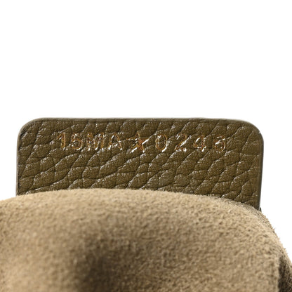 Grained Calfskin Medium Medaillon Bucket Bag Khaki