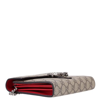 GG Supreme Monogram Mini Dionysus Chain Wallet Beige Vulcanic Red