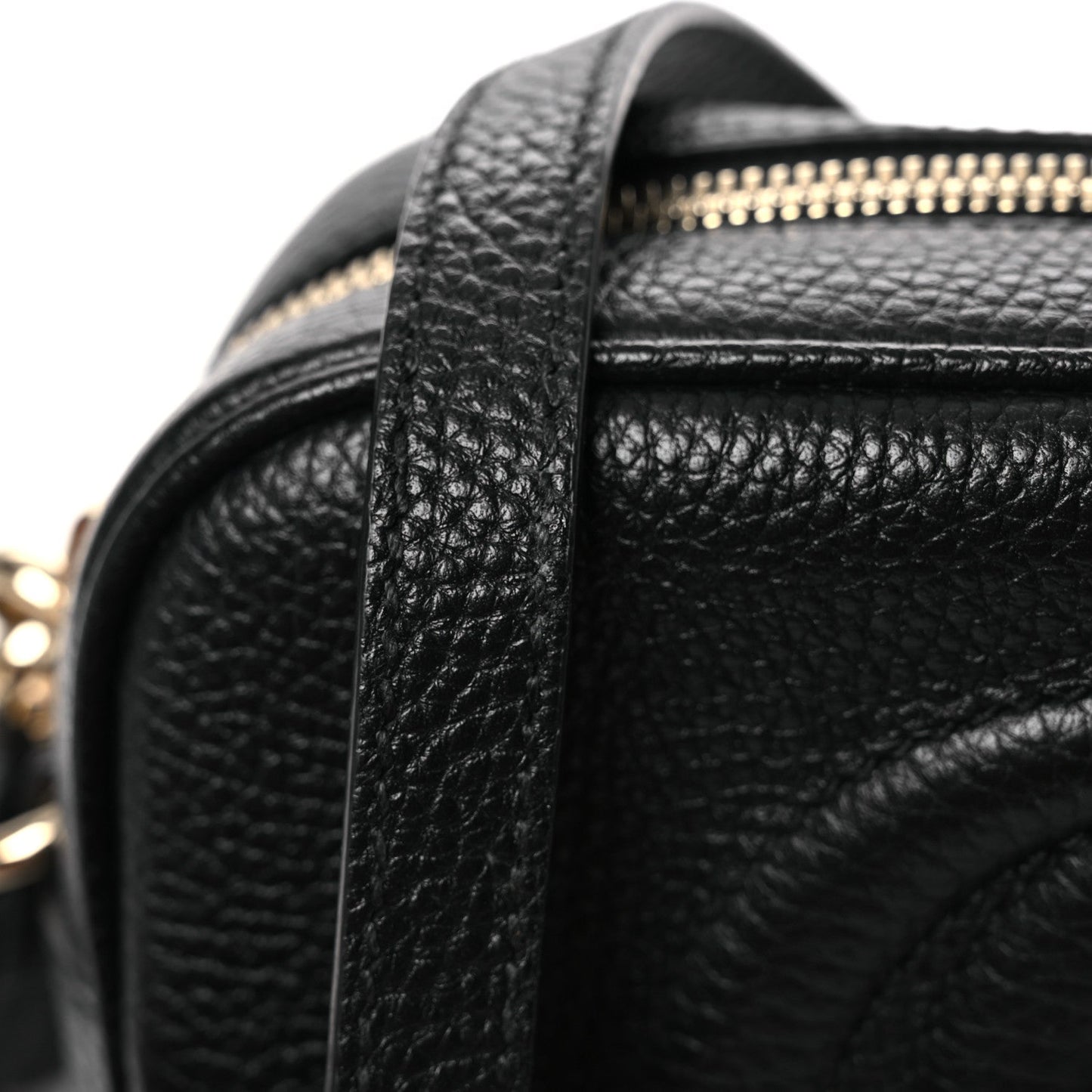 Pebbled Calfskin Small Soho Disco Bag Black