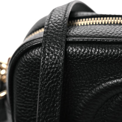 Pebbled Calfskin Small Soho Disco Bag Black