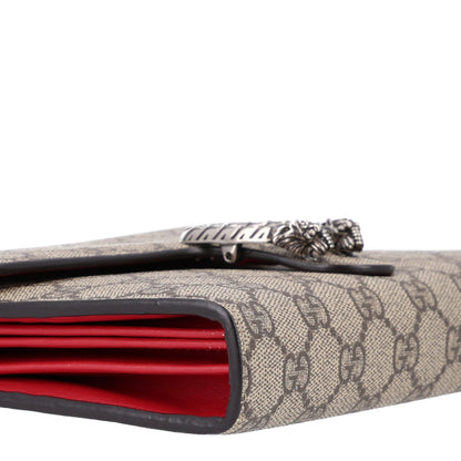 GG Supreme Monogram Mini Dionysus Chain Wallet Beige Vulcanic Red