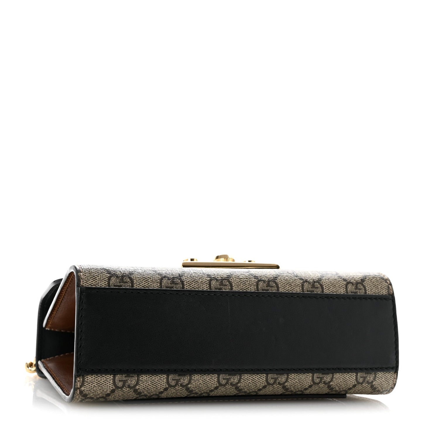 GG Supreme Monogram Calfskin Small Padlock Shoulder Bag Beige Black Cuir