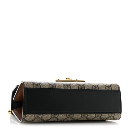 GG Supreme Monogram Calfskin Small Padlock Shoulder Bag Beige Black Cuir