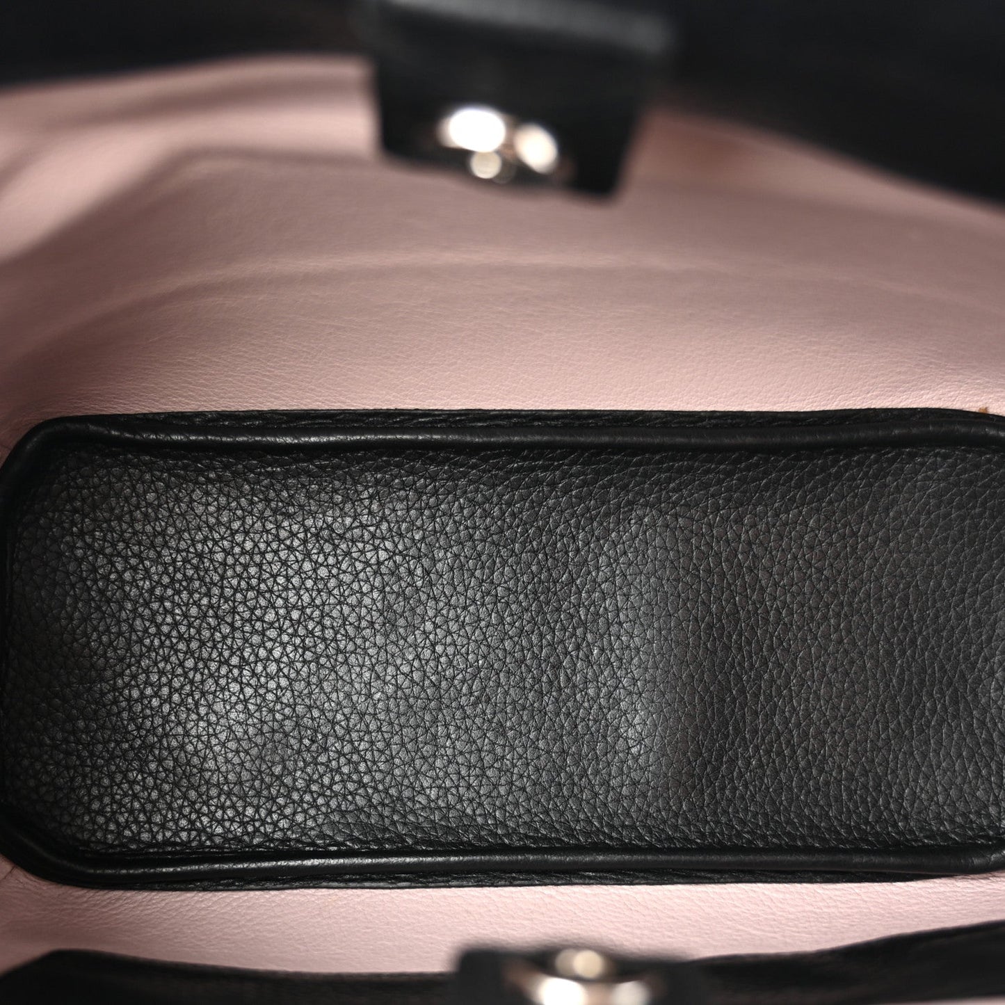 Grained Calfskin Small Open Bar Tote Black