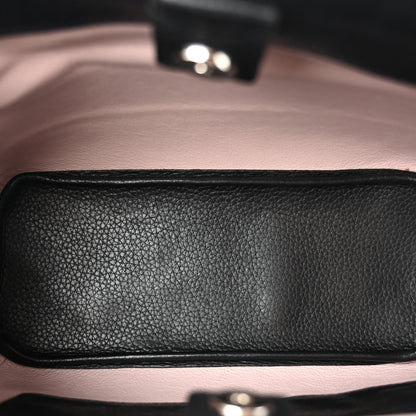 Grained Calfskin Small Open Bar Tote Black