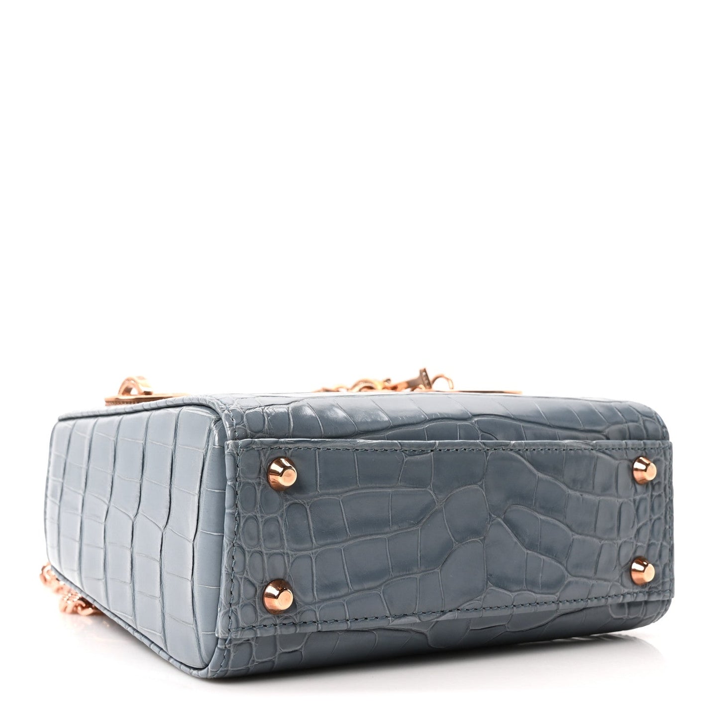 Alligator Crystal Mini Lady Dior Blue
