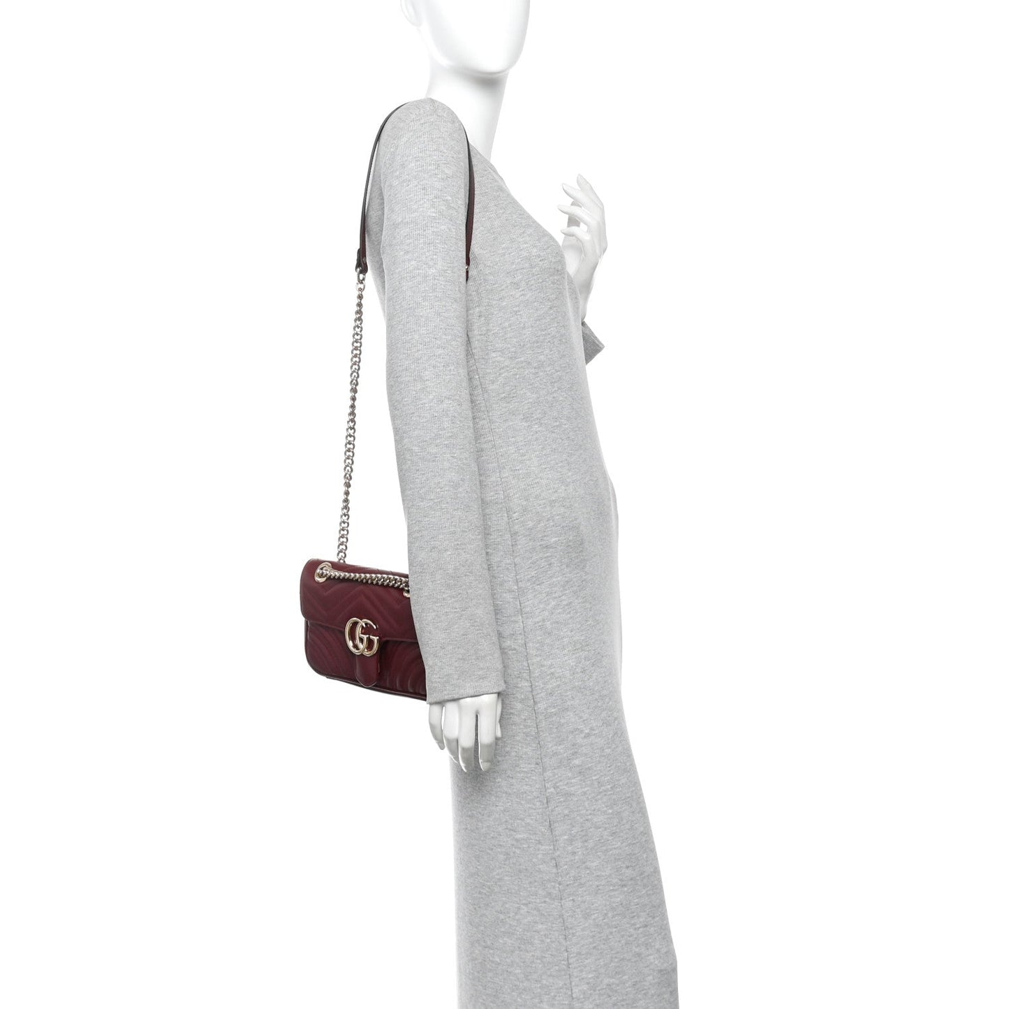 Calfskin Matelasse Mini GG Marmont Shoulder Bag Rosso Ancora