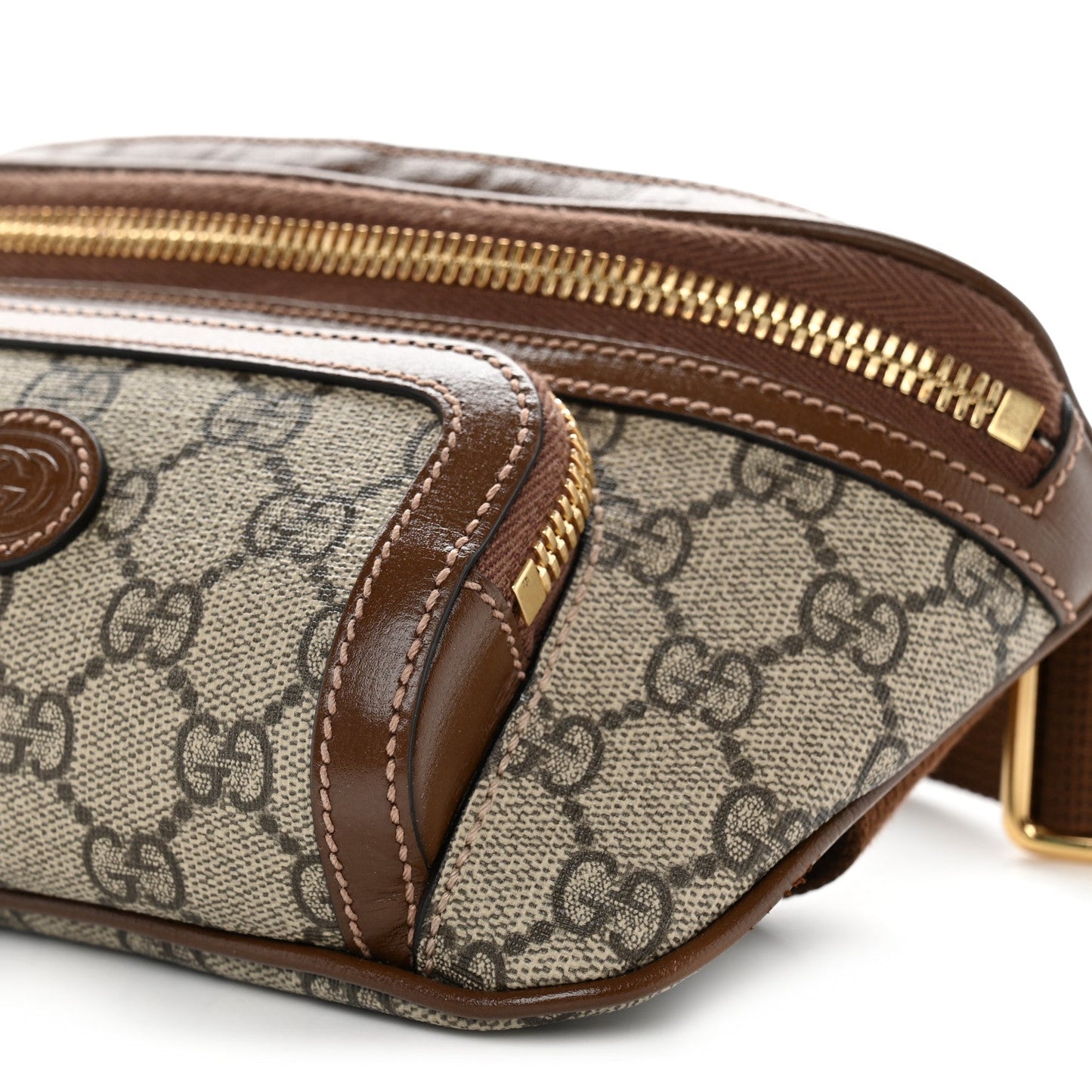 GG Supreme Monogram Textured Calfskin Retro Interlocking G Belt Bag Beige Ebony Brown Sugar