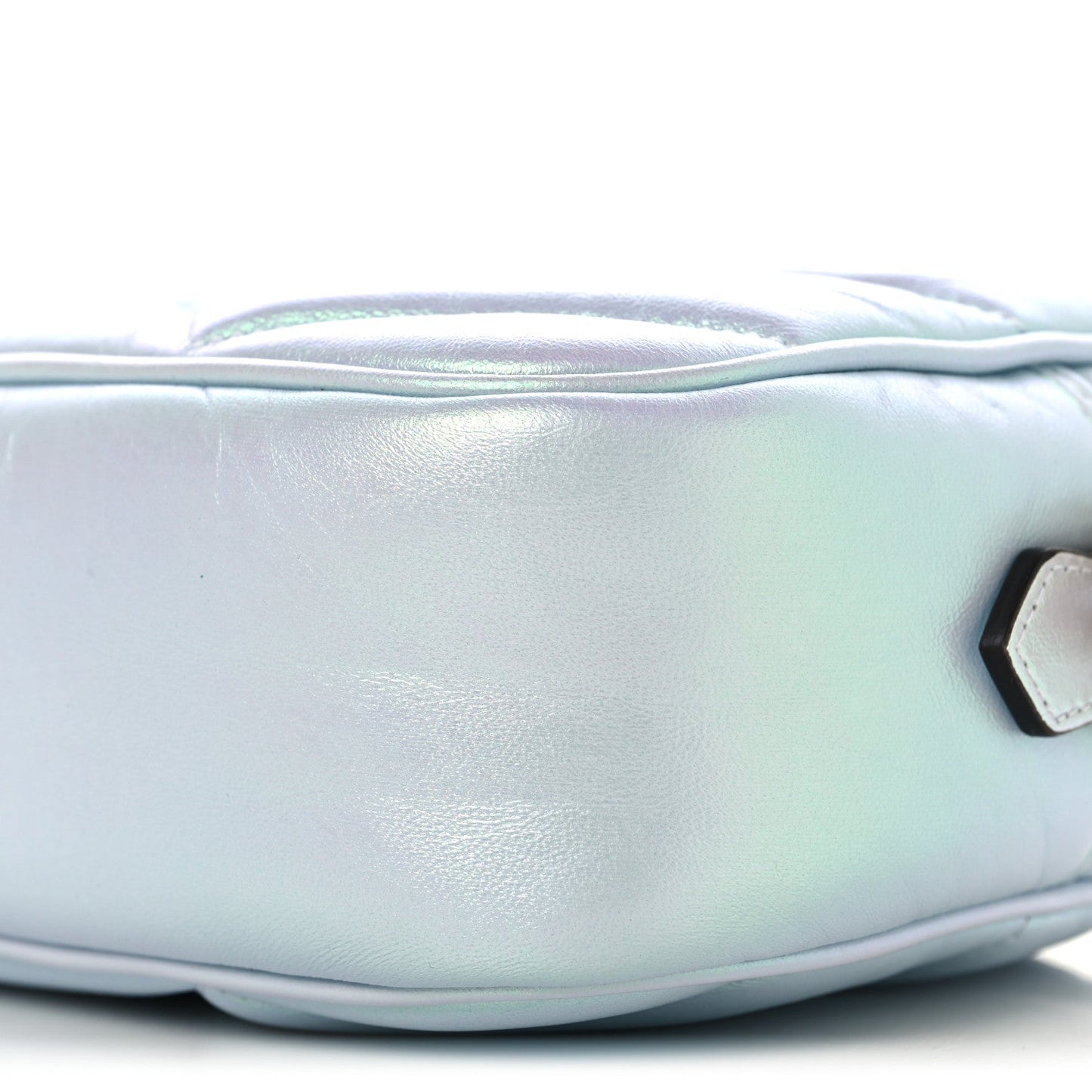 Iridescent Nappa Chevron Matelasse Small GG Marmont Chain Shoulder Bag Iridescent Snow Light Blue