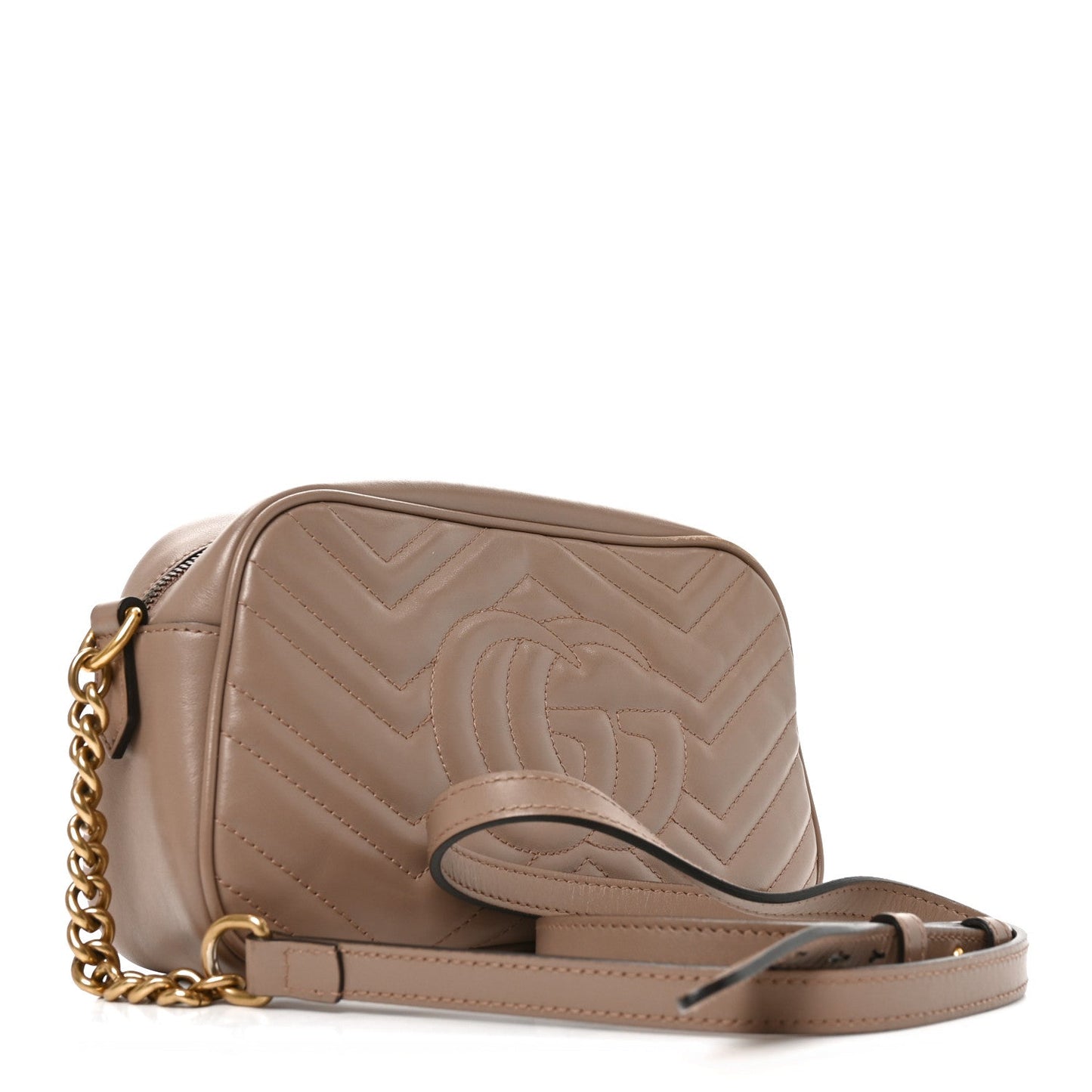 Calfskin Matelasse Small GG Marmont Chain Shoulder Bag Porcelain Rose