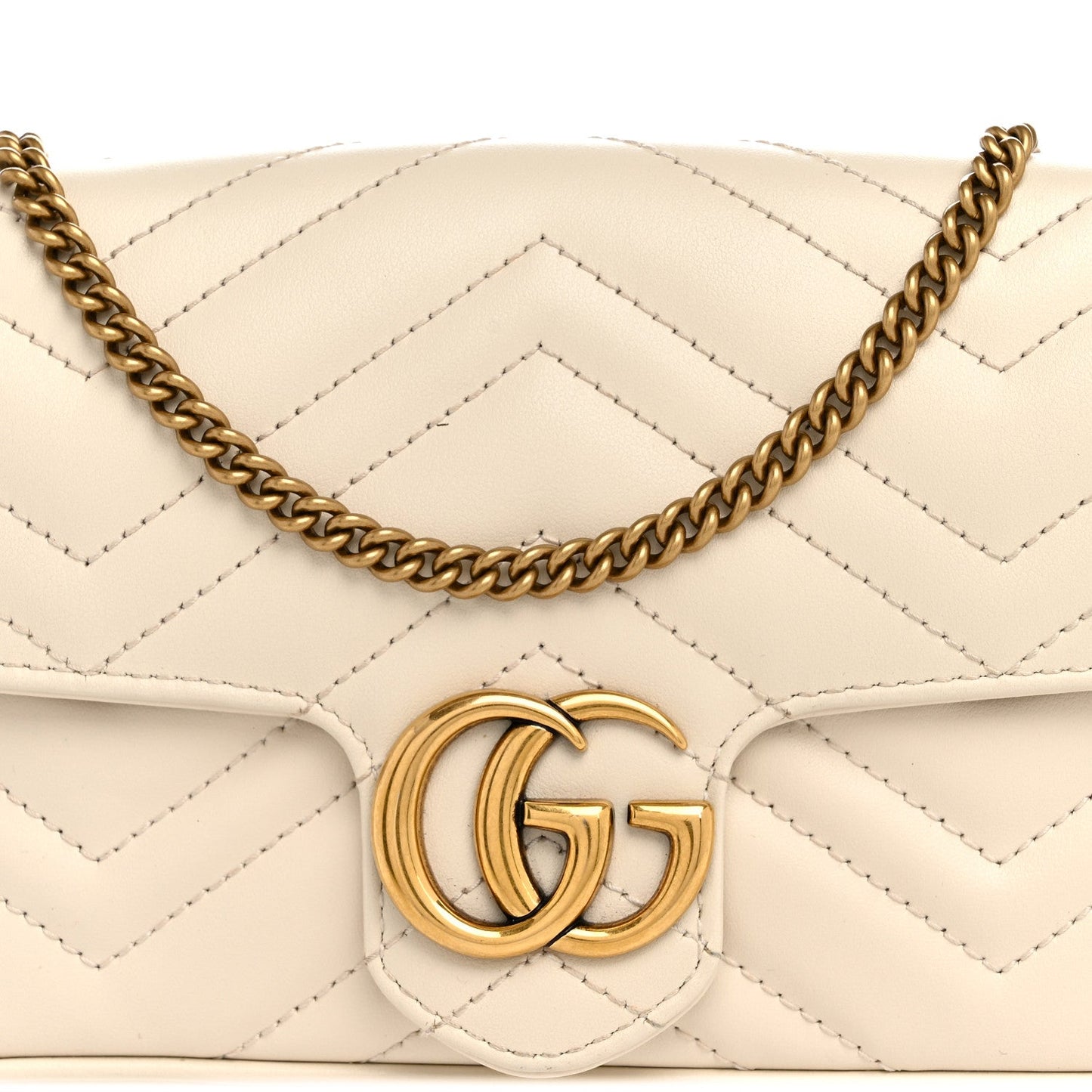 Calfskin Matelasse Mini GG Marmont Shoulder Bag With Card Holder White Black