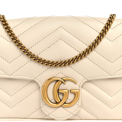 Calfskin Matelasse Mini GG Marmont Shoulder Bag With Card Holder White Black