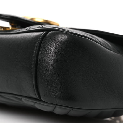 Calfskin Matelasse Small GG Marmont Shoulder Bag Black