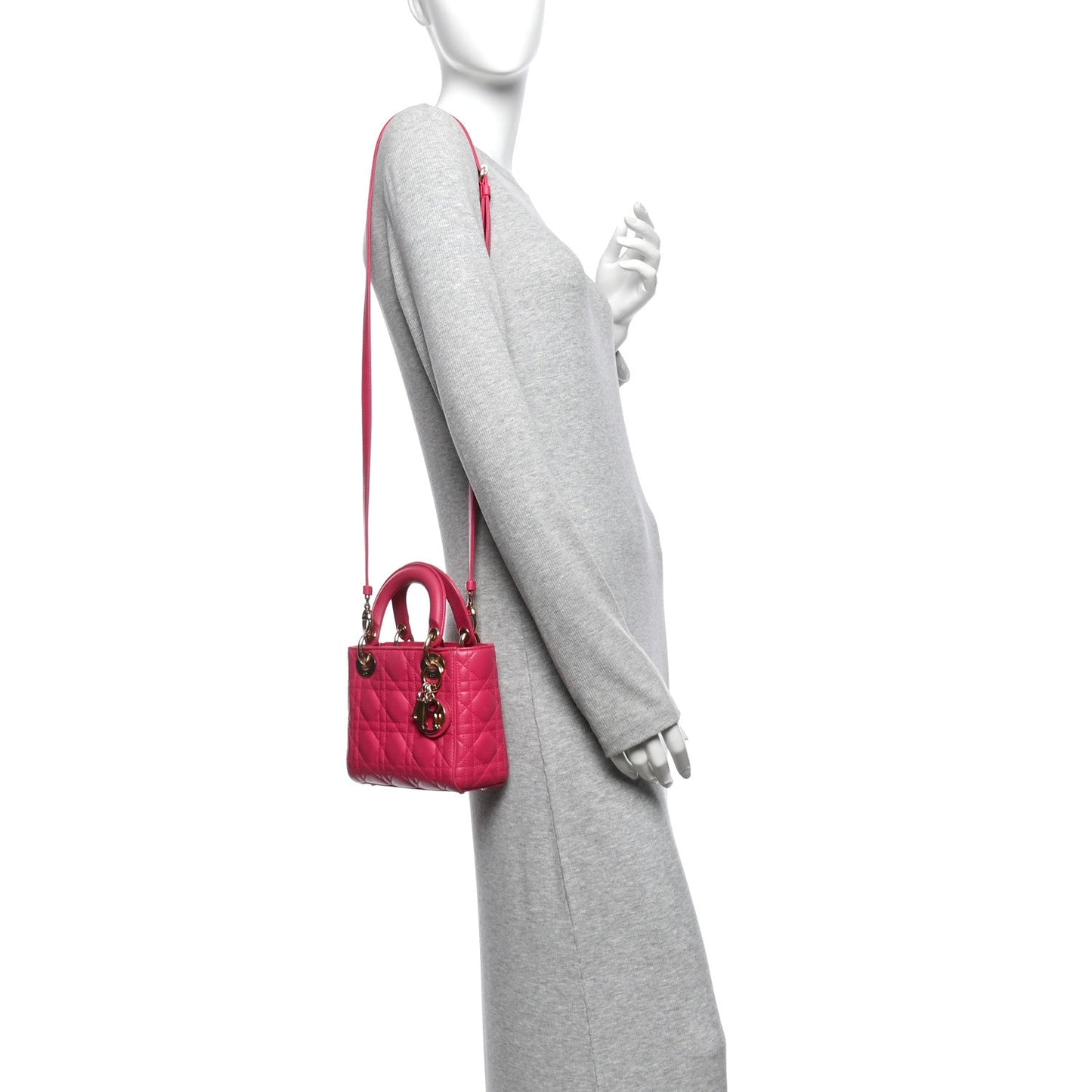 Lambskin Cannage Mini Lady Dior Pink