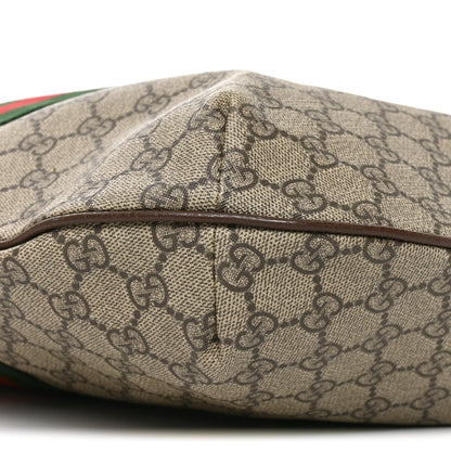 GG Supreme Monogram Web Ophidia Half Moon Hobo Brown