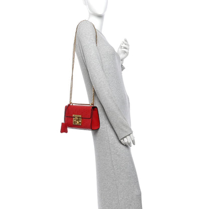 Guccissima Small Padlock Shoulder Bag Hibiscus Red