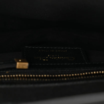 Grained Calfskin Saddle Bag With Strap Black
