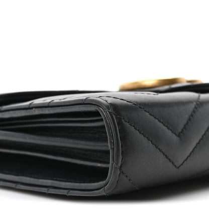 Calfskin Matelasse GG Marmont Chain Wallet Black