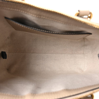GG Supreme Monogram Textured Dollar Calfskin Web Small Ophidia Tote Bag Beige Mystic White Oatmeal