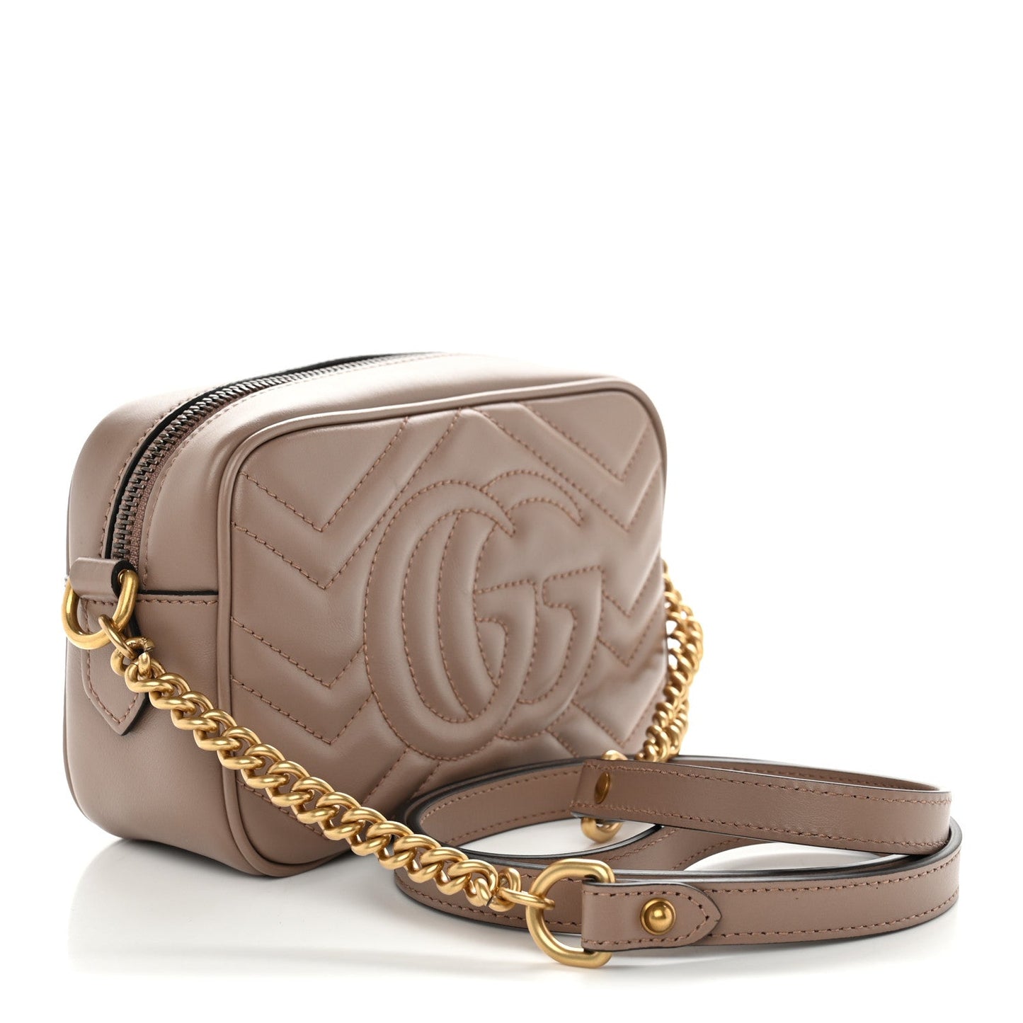 Calfskin Matelasse Mini GG Marmont Camera Bag Porcelain Rose