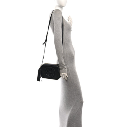 Pebbled Calfskin Small Soho Disco Bag Black