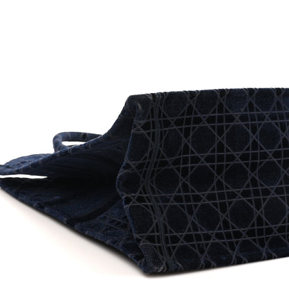 Velvet Cannage Large Book Tote Navy Blue