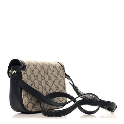 GG Supreme Monogram Horsebit 1955 Soft Small Shoulder Bag Beige Black