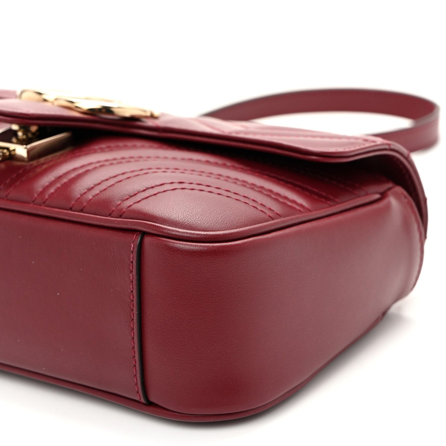 Calfskin Matelasse Mini GG Marmont Shoulder Bag Rosso Ancora