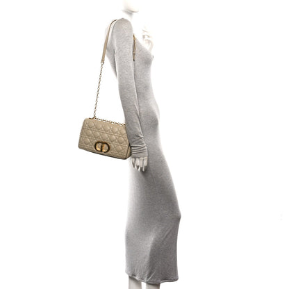 Supple Calfskin Cannage Medium Caro Bag Beige