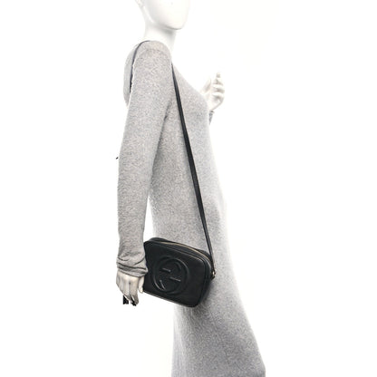 Pebbled Calfskin Small Soho Disco Bag Black