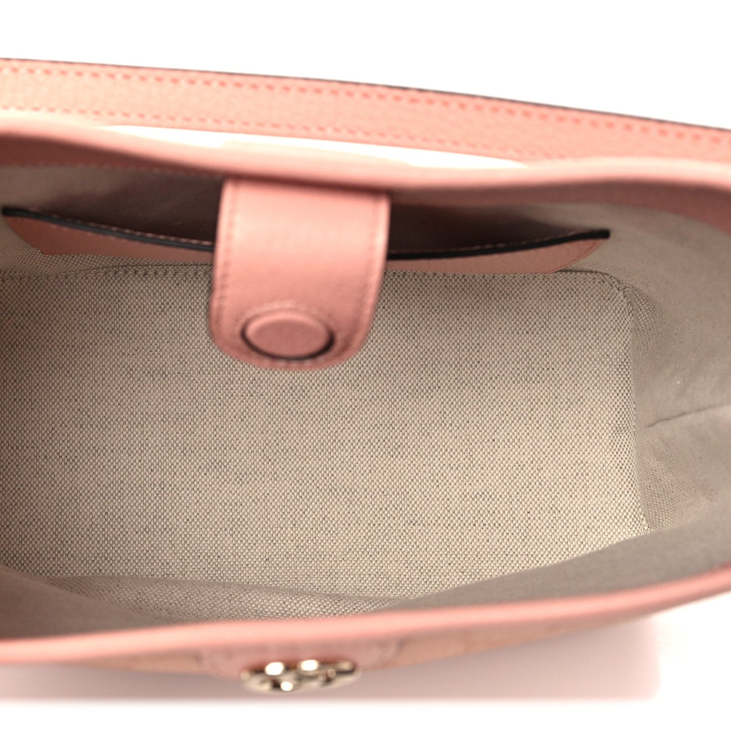 GG Supreme Monogram Textured Dollar Calfskin Web Small Ophidia Bucket Shoulder Bag Rose Pink