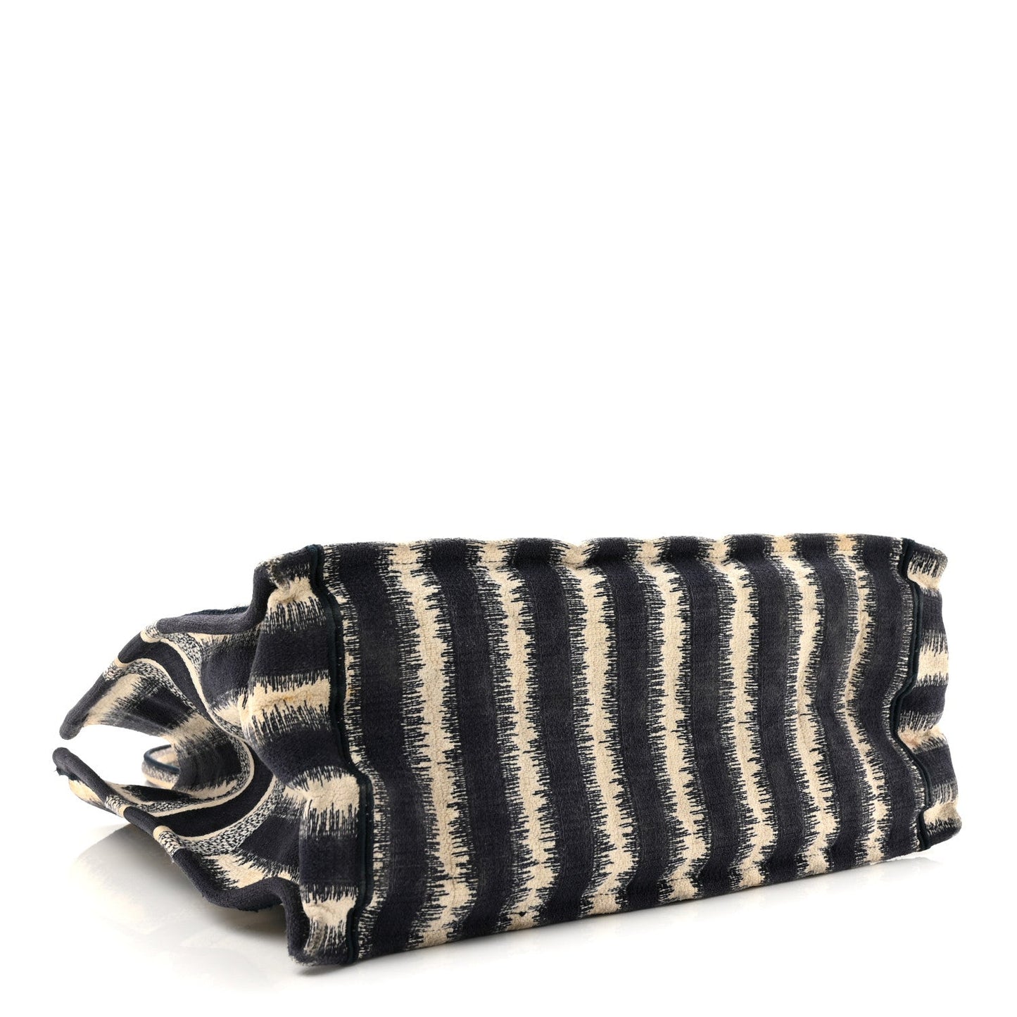Canvas Embroidered Large Striped Book Tote Navy