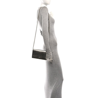 Metallic Dollar Calfskin Mini GG Marmont Chain Wallet Silver