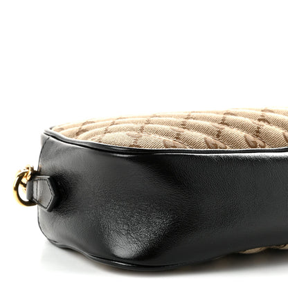 Monogram Matelasse Diagonal Small GG Marmont Chain Shoulder Bag Beige Black