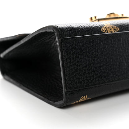 Grained Calfskin Bee Star Small Padlock Shoulder Bag Black