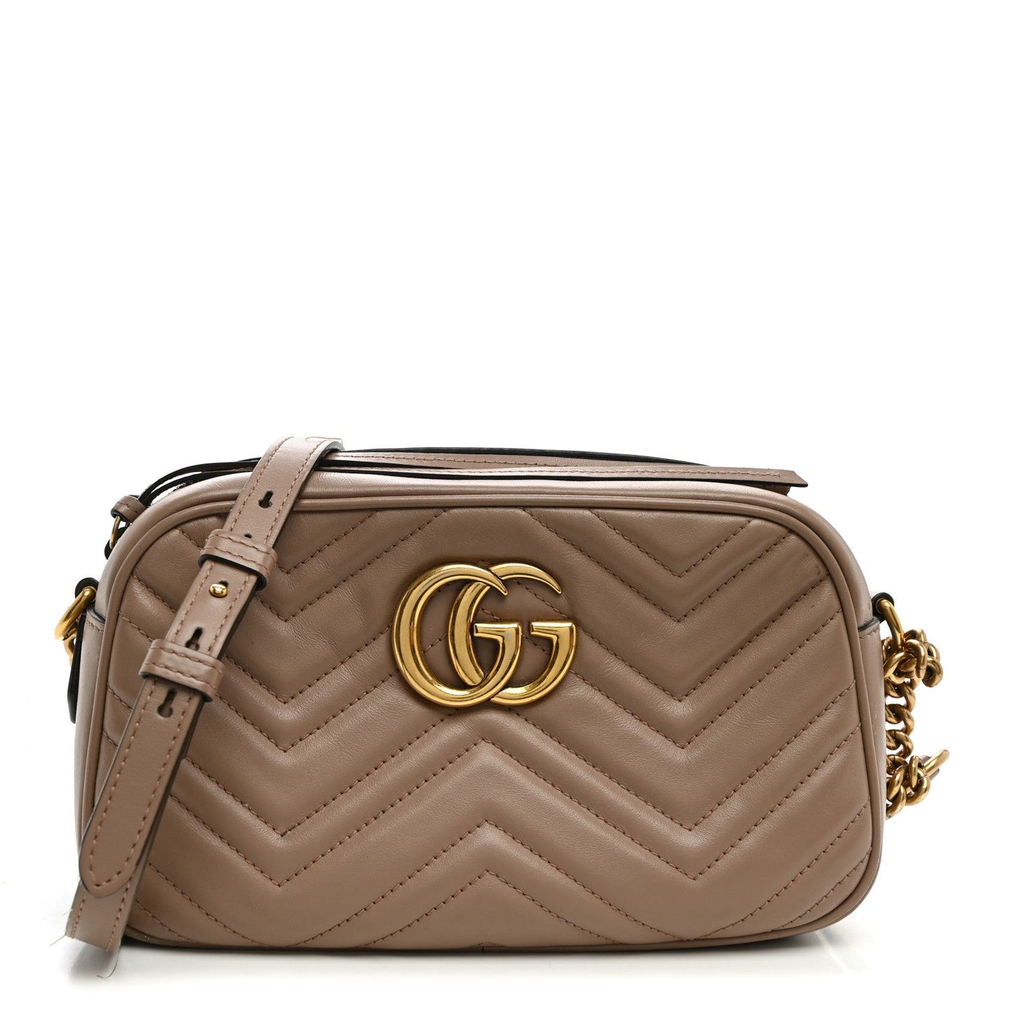 Calfskin Matelasse Small GG Marmont Chain Shoulder Bag Porcelain Rose
