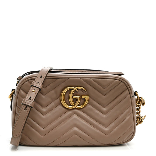 Calfskin Matelasse Small GG Marmont Chain Shoulder Bag Porcelain Rose