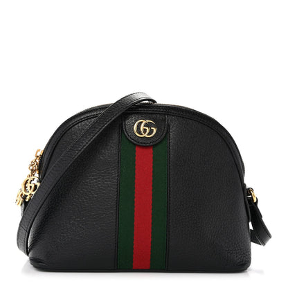 Calfskin GG Web Small Ophidia Dome Shoulder Bag Black