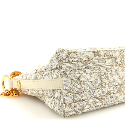 Tweed Cannage DiorStar Hobo Bag White Gold