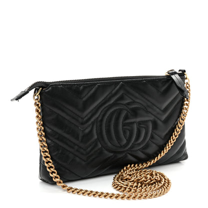 Calfskin Matelasse Mini GG Marmont Chain Bag Black