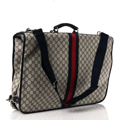 GG Supreme Monogram Web Savoy Garment Bag Beige Blue