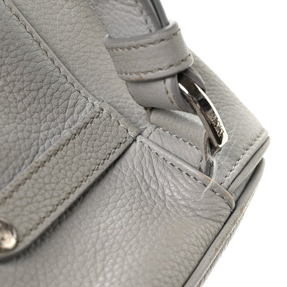 Grained Calfskin Mens Mini Saddle Bag Gray