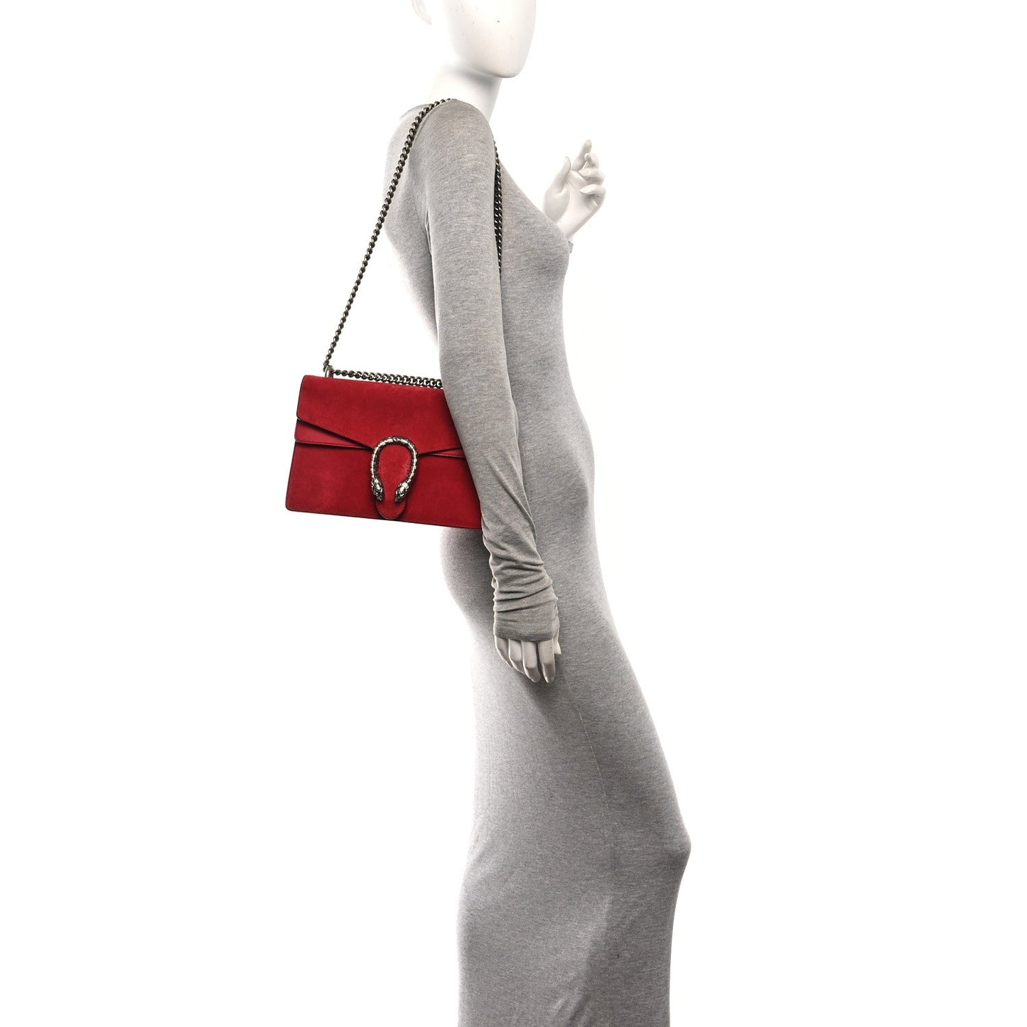 Suede Vitello Velvet Small Dionysus Shoulder Bag Vulcanic Red