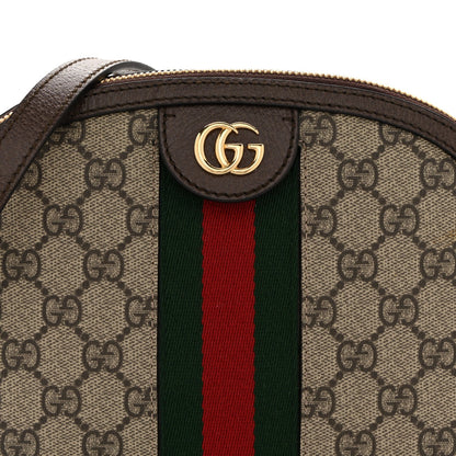 GG Supreme Monogram Textured Dollar Calfskin Web Small Ophidia Dome Shoulder Bag Beige Ebony New Acero